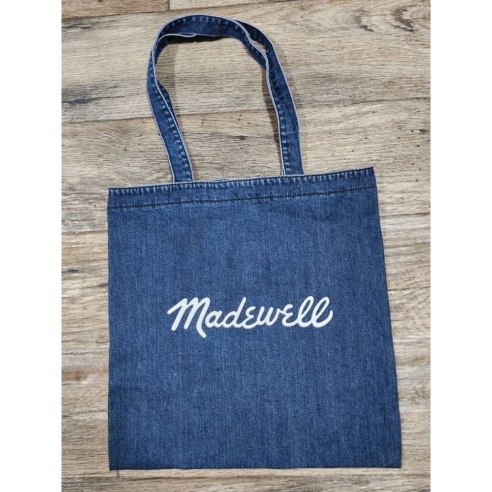 Madewell Jeans Denim look Tote Bag Shopping lightweight Chambray Cotton handles